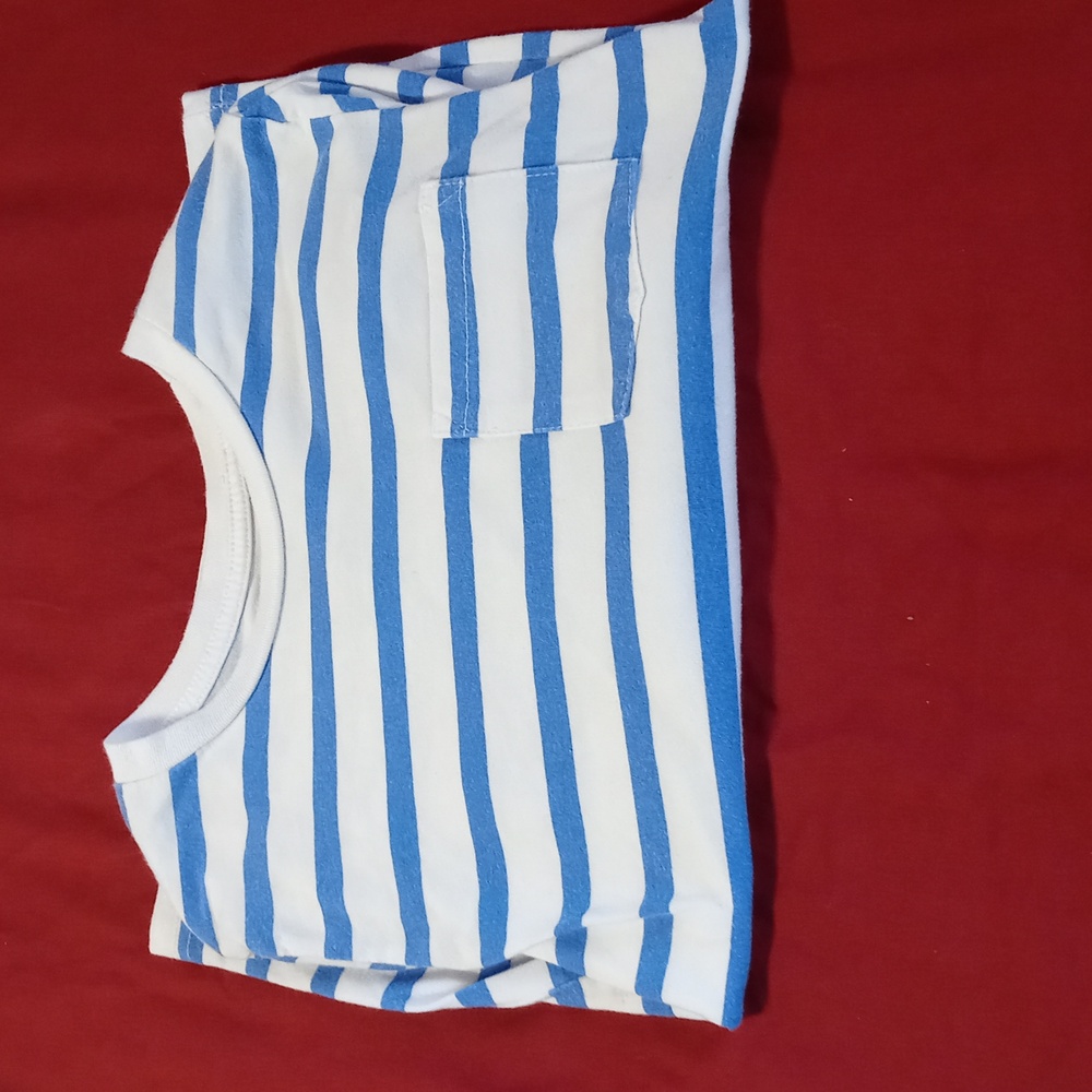 Kids Blue and White Striped Long Sleeve Shirt